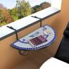 Stylish Hanging Balcony Table - Blue & White Mosaic