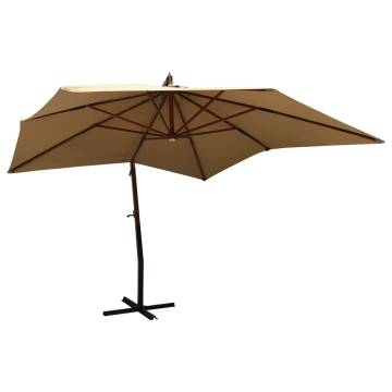 Hanging Parasol with Wooden Pole 300 cm in Taupe - Buy Now