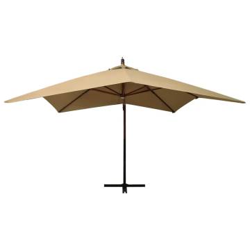 Hanging Parasol with Wooden Pole 300 cm in Taupe - Buy Now