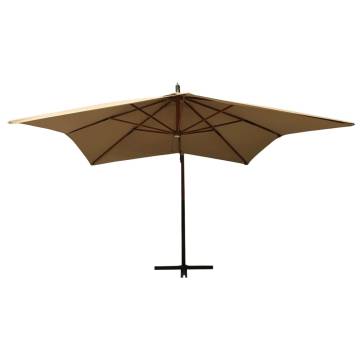 Hanging Parasol with Wooden Pole 300 cm in Taupe - Buy Now