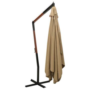 Hanging Parasol with Wooden Pole 300 cm in Taupe - Buy Now