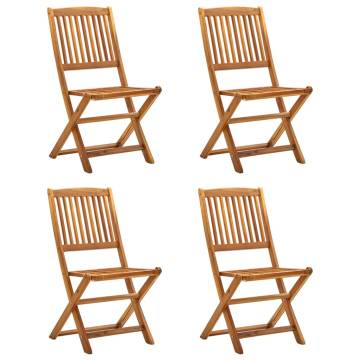 Folding Outdoor Chairs - 4 pcs Solid Acacia Wood Set