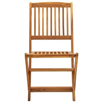 Folding Outdoor Chairs - 4 pcs Solid Acacia Wood Set