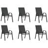 Stackable Garden Chairs 6 pcs Black Textilene Fabric Colour black Quantity in Package 6 