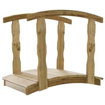 Garden Bridge with Rail - Solid Wood Pine | Hipomarket