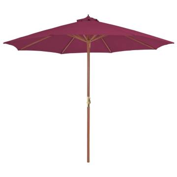 Outdoor Parasol with Wooden Pole 300 cm - Bordeaux Red