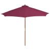 Outdoor Parasol with Wooden Pole 300 cm - Bordeaux Red