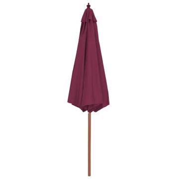 Outdoor Parasol with Wooden Pole 300 cm - Bordeaux Red