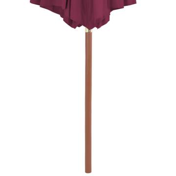 Outdoor Parasol with Wooden Pole 300 cm - Bordeaux Red