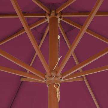 Outdoor Parasol with Wooden Pole 300 cm - Bordeaux Red