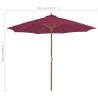 Outdoor Parasol with Wooden Pole 300 cm - Bordeaux Red