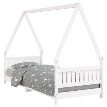 Kids Bed Frame White 80x200 cm | Solid Pine Wood Design