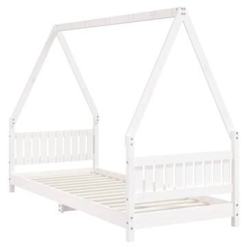 Kids Bed Frame White 80x200 cm | Solid Pine Wood Design