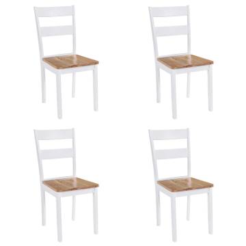 Dining Chairs Set of 4 - White Solid Rubber Wood | Hipo Market