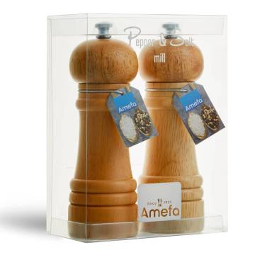 Amefa 15 cm Natural Pepper and Salt Mill Set – 2 Pcs