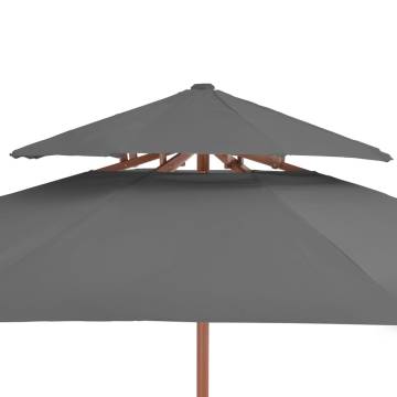 Double Decker Parasol 270 cm - Anthracite Wooden Umbrella