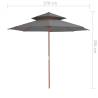 Double Decker Parasol 270 cm - Anthracite Wooden Umbrella