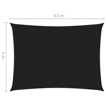 Sunshade Sail 3x4.5m Black - Oxford Fabric Outdoor Protection