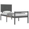 Grey Bed Frame with Headboard 100x200 cm - Solid Wood