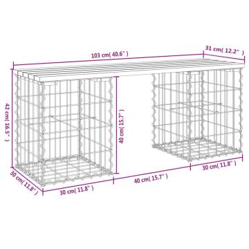 Gabion Design Garden Bench - Impregnated Pinewood | HipoMarket