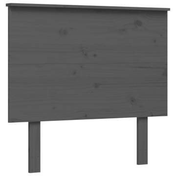 Grey Bed Frame with Headboard 100x200 cm - Solid Wood