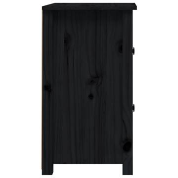 Elegant Black Bedside Cabinet - Solid Pine 40x35x61.5 cm