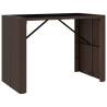 Stylish Bar Table with Glass Top - Brown Poly Rattan 145x80x110 cm