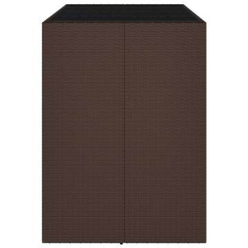 Stylish Bar Table with Glass Top - Brown Poly Rattan 145x80x110 cm