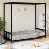 Kids Bed Frame Black 90x200 cm Solid Wood Pine Colour black Size 90 x 200 cm 