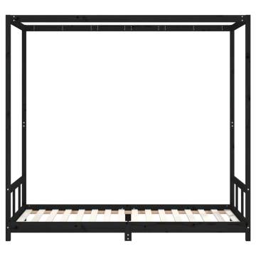 Kids Bed Frame Black 90x200 cm - Solid Pine Wood