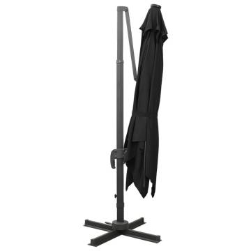 Cantilever Umbrella with LED Lights – 300 cm Black