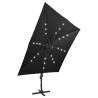 Cantilever Umbrella with LED Lights – 300 cm Black