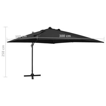 Cantilever Umbrella with LED Lights – 300 cm Black