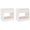 Stylish Bedside Cabinets Set - Solid Pinewood - 2 pcs White