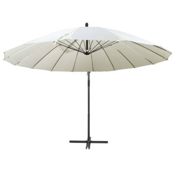 Hanging Parasol White 3 m Aluminium Pole - Shade & UV Protection