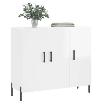 High Gloss White Sideboard | 90x34x80 cm | Durable Design