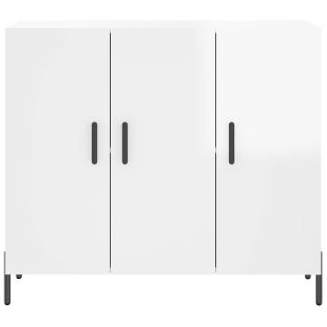 High Gloss White Sideboard | 90x34x80 cm | Durable Design