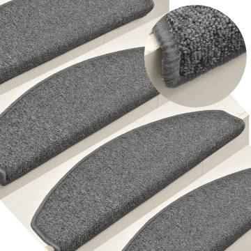 Carpet Stair Treads 15 pcs Dark Grey - Slip Resistant & Washable