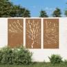 Corten Steel Tree Wall Decorations - 3 pcs | Hipomarket