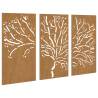 Corten Steel Tree Wall Decorations - 3 pcs | Hipomarket