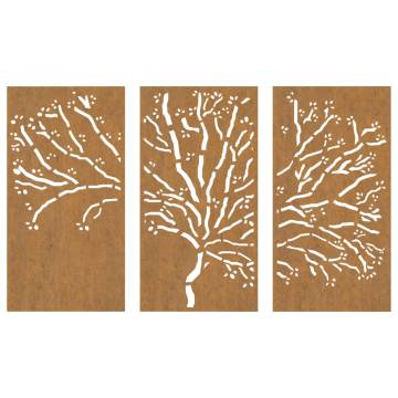 Corten Steel Tree Wall Decorations - 3 pcs | Hipomarket