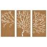 Corten Steel Tree Wall Decorations - 3 pcs | Hipomarket