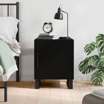 Black Bedside Cabinet 40x40x50 cm - Modern Engineered Wood