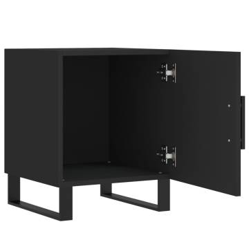 Black Bedside Cabinet 40x40x50 cm - Modern Engineered Wood