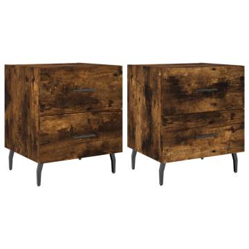 Stylish Smoked Oak Bedside Cabinets - Set of 2 | Hipo Market