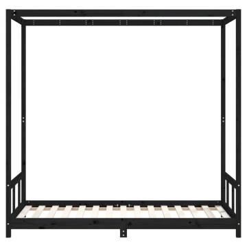 Kids Bed Frame Black 90x190 cm - Solid Pine Wood