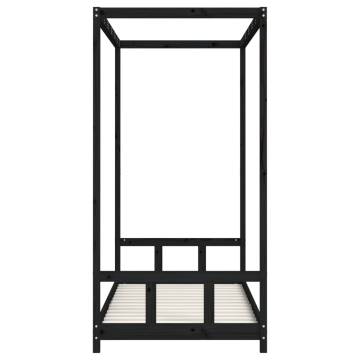 Kids Bed Frame Black 90x190 cm - Solid Pine Wood