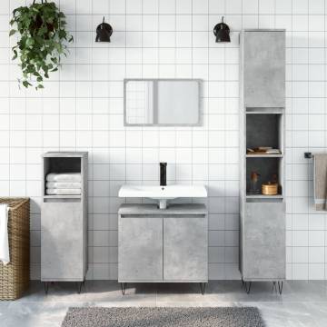 3 Piece Bathroom Cabinet Set in Concrete Grey | Hipomarket