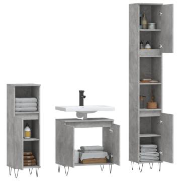 3 Piece Bathroom Cabinet Set in Concrete Grey | Hipomarket