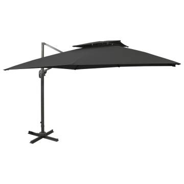 Cantilever Umbrella with Double Top - 300x300 cm Black